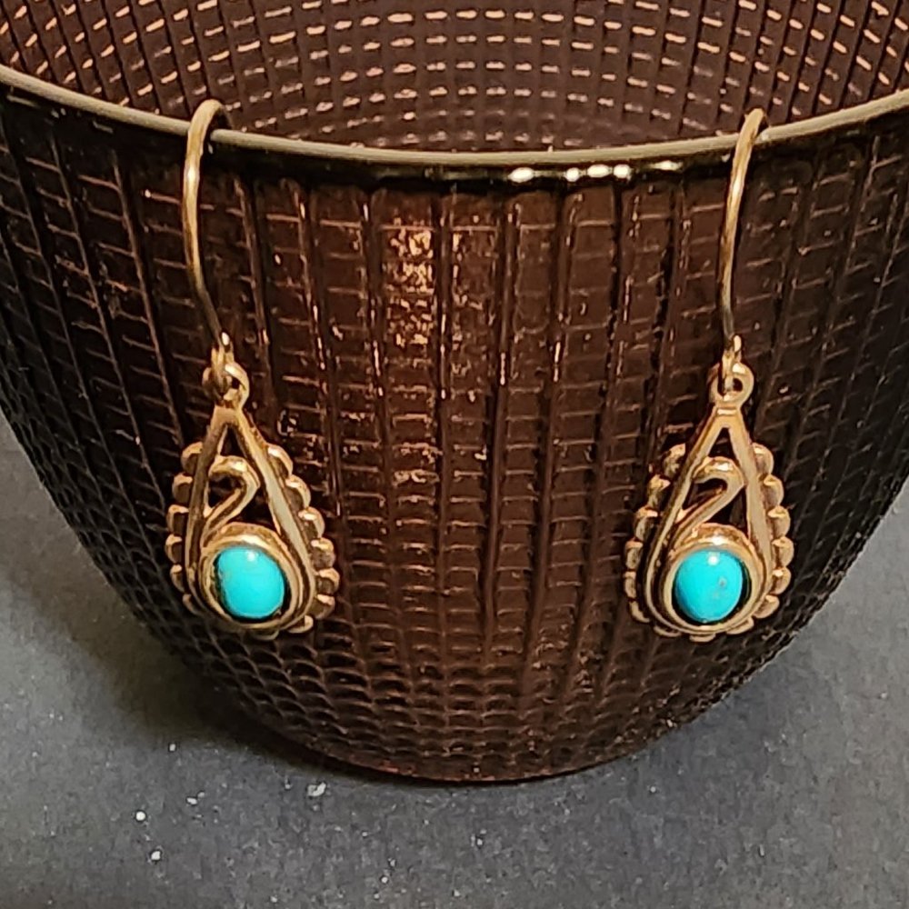Sterling Silver Earrings With Turquiose Accent